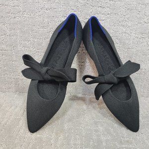 Rothy’s The Mary Jane Women's Size 9 Black Solid Pointed Toe Bow Flats Shoes